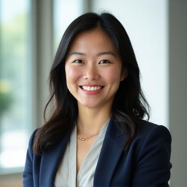Portrait souriant de Dr. Sarah Chen, PDG de Lumina Santé.
