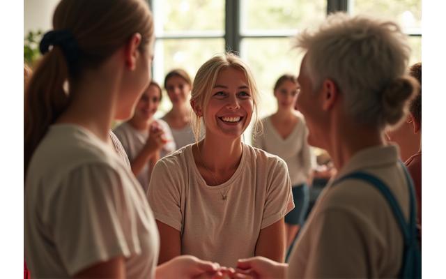 Groupe de personnes diversifiées participant à une activité communautaire de santé ou d'aide mutuelle.