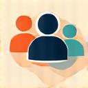 Icône d'une bulle de discussion avec des personnes, représentant un forum de discussion en ligne.