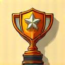 Icône d'un trophée avec des anneaux de progression, représentant les défis et badges.