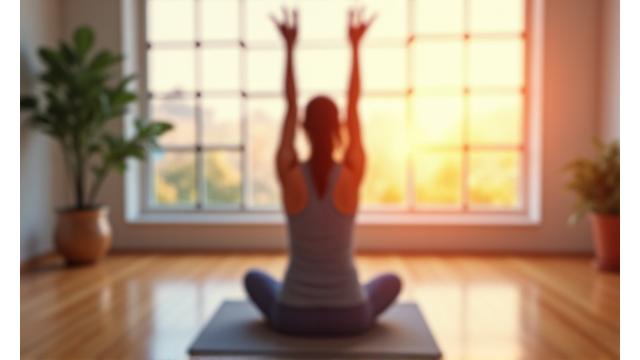 Personne pratiquant le yoga sur un écran, illustrant le yoga digital à domicile.