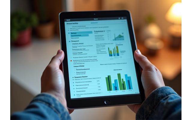 Une personne consultant des ressources numériques sur une tablette.