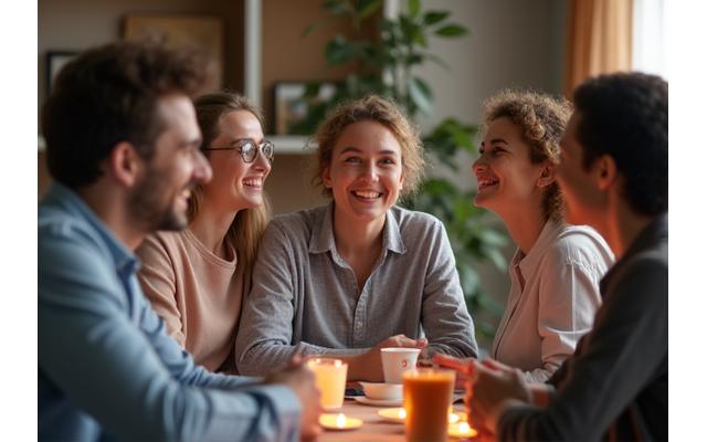 Un groupe de personnes participant à une séance de soutien en ligne ou en personne.
