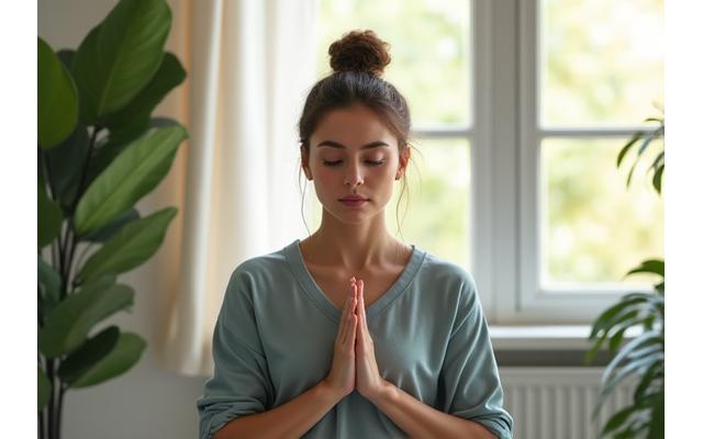 Une personne pratiquant la méditation dans un environnement serein.