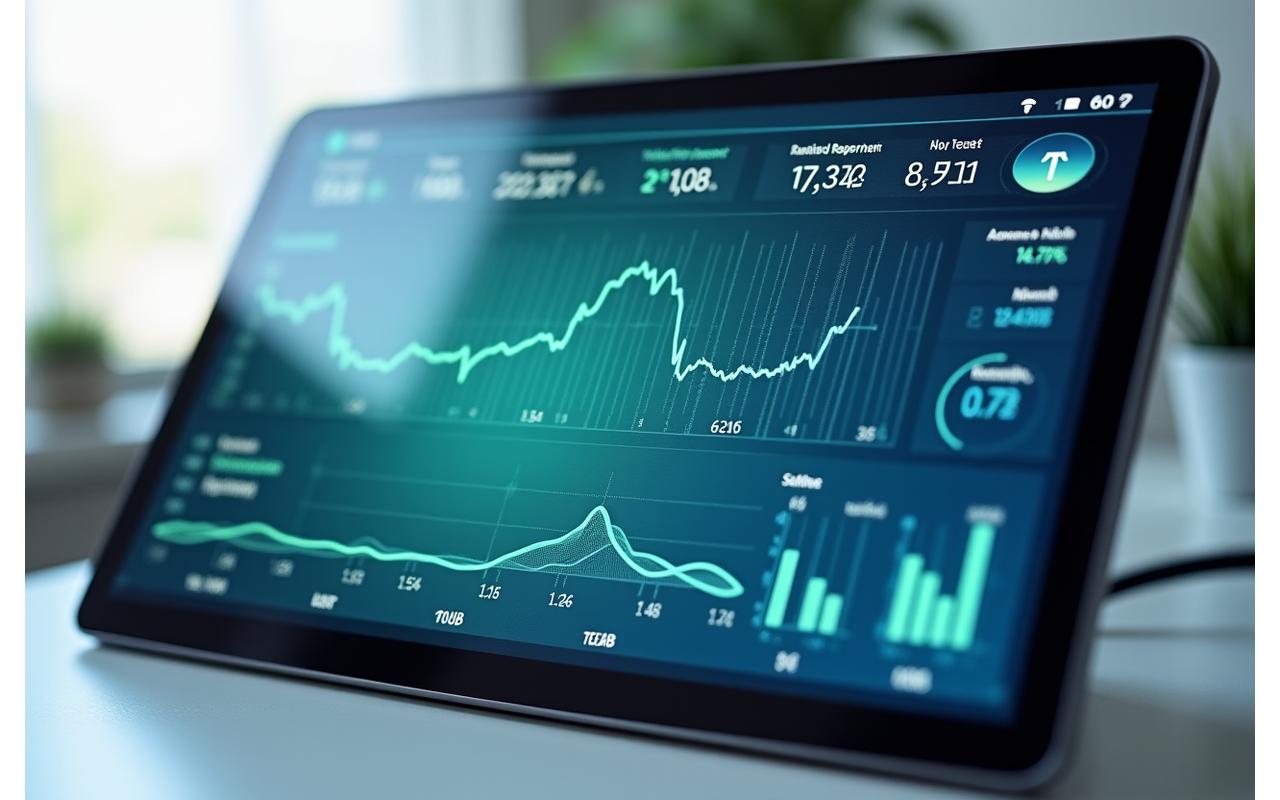 Interface de tableau de bord médical affichant des données vitales patient, graphiques et alertes, sur un écran d'ordinateur
