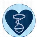 Icône symbolisant les cardiopathies congénitales, avec un cœur et un symbole génétique.